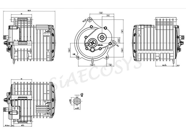Electric motor BLDC QS138-C 72V 70H V3 3000W 121NM with gear 1:2.35 star for 428 chain, 15T (teeth), 9 image