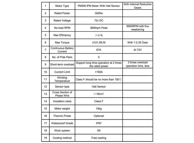 Electric motor BLDC QS138-C 72V 70H V3 3000W 121NM with gear 1:2.35 star for 428 chain, 15T (teeth), 6 image