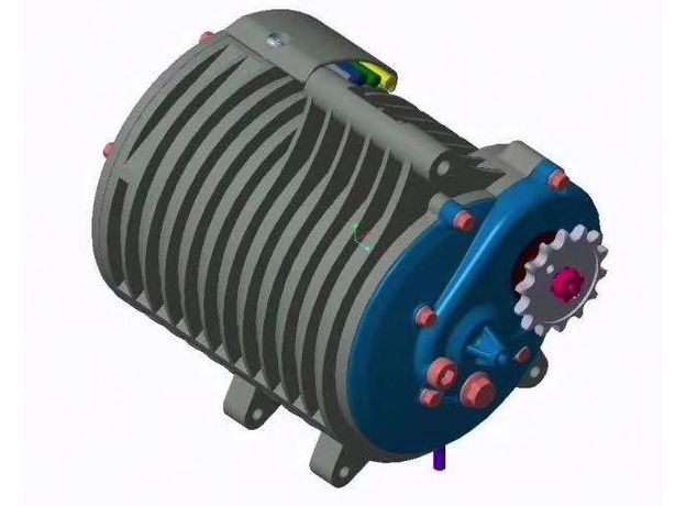 Electric motor BLDC QS138-C 72V 70H V3 3000W 121NM with gear 1:2.35 star for 428 chain, 15T (teeth), 4 image