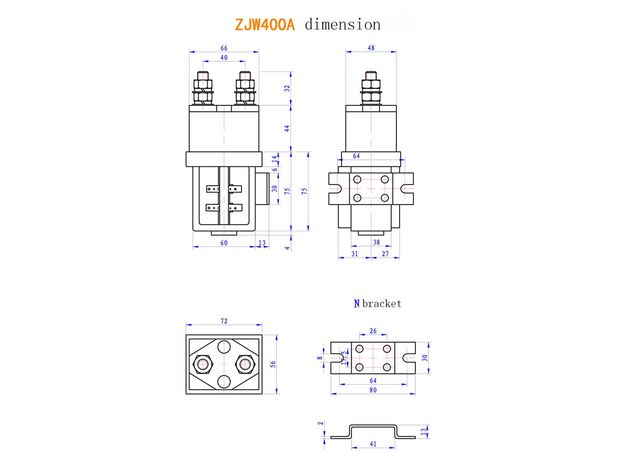 Power contactor ZJW 400A 12V 24V 36V 48V 72V, 2 image